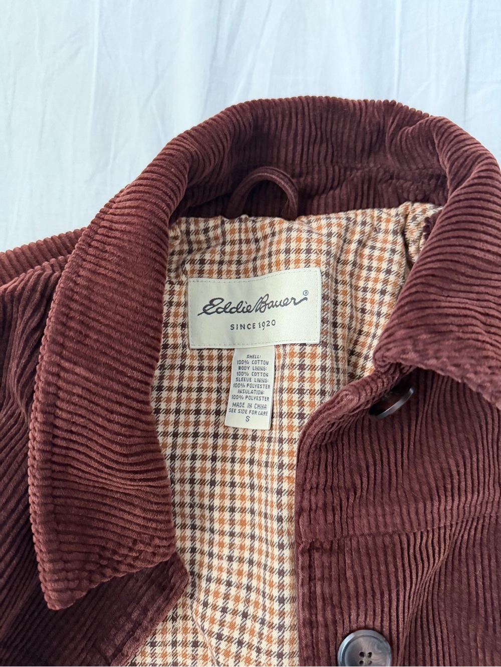 Eddie Bauer Corduroy Shirt barn Jacket in Dark Brown - Picture 3 of 8